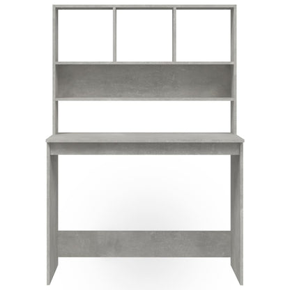 vidaXL Desk with Shelves Concrete Grey 102x45x148 cm Engineered Wood