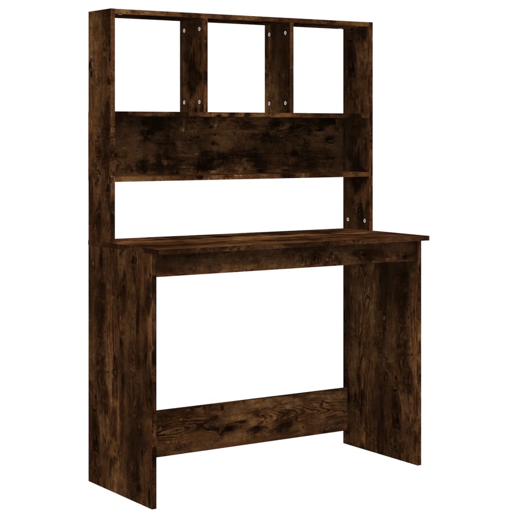 vidaXL Desk with Shelves Smoked Oak 102x45x148 cm Engineered Wood