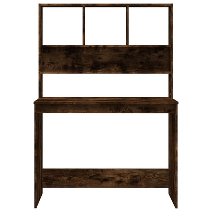 vidaXL Desk with Shelves Smoked Oak 102x45x148 cm Engineered Wood