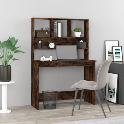vidaXL Desk with Shelves Smoked Oak 102x45x148 cm Engineered Wood