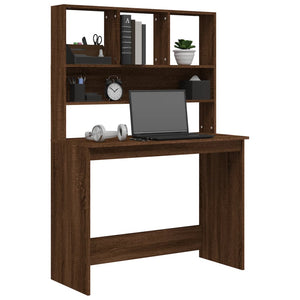 vidaXL Desk with Shelves Brown Oak 102x45x148 cm Engineered Wood