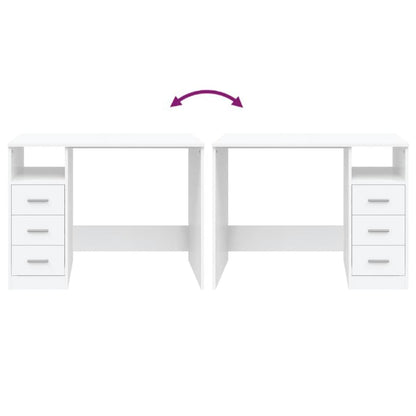 vidaXL Desk with Drawers White 102x50x76 cm Engineered Wood