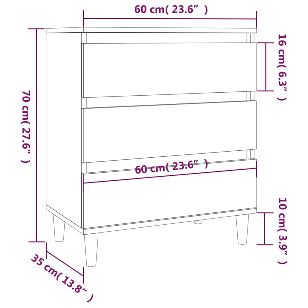vidaXL Sideboard White 60x35x70 cm Engineered Wood