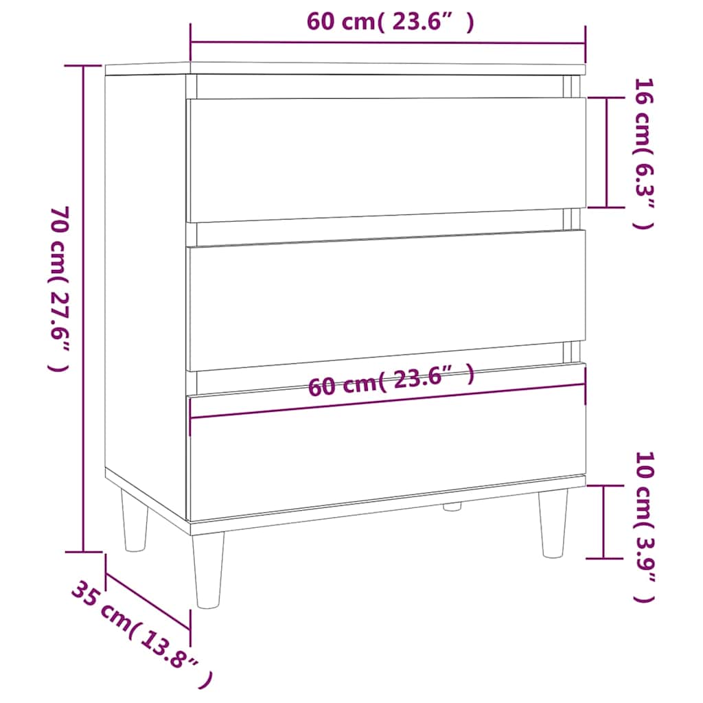 vidaXL Sideboard Grey Sonoma 60x35x70 cm Engineered Wood