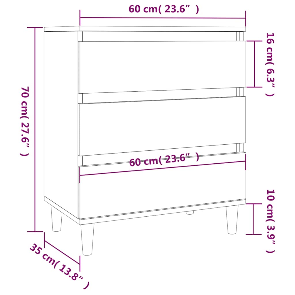 vidaXL Sideboard Brown Oak 60x35x70 cm Engineered Wood