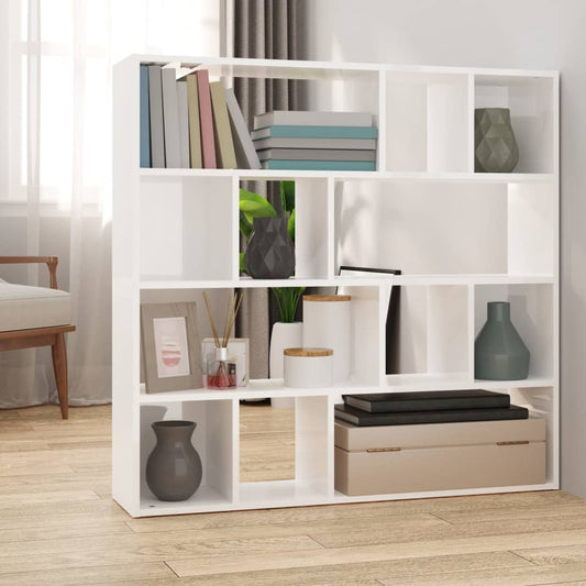 vidaXL Book Cabinet/Room Divider High Gloss White 105x24x102 cm