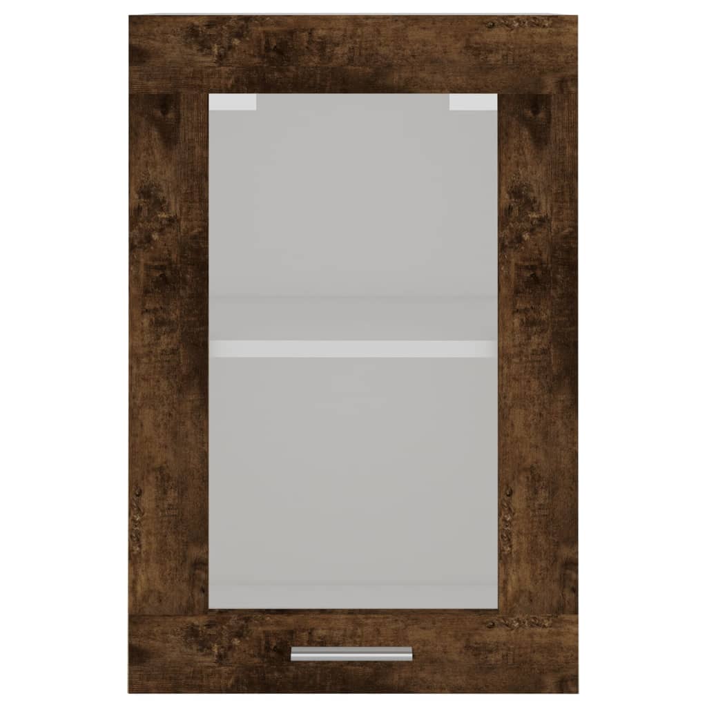 vidaXL Hanging Glass Cabinet Lyon Smoked Oak 40x31x60 cm Engineered Wood