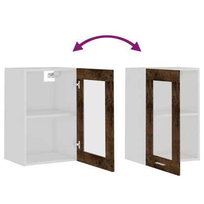 vidaXL Hanging Glass Cabinet Lyon Smoked Oak 40x31x60 cm Engineered Wood