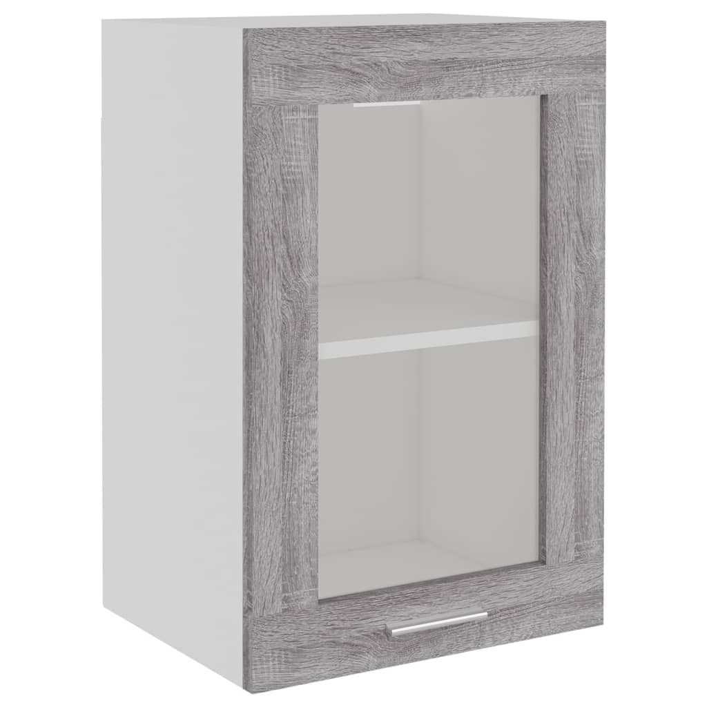 vidaXL Hanging Glass Cabinet "Lyon" Grey Sonoma 40x31x60 cm Engineered Wood