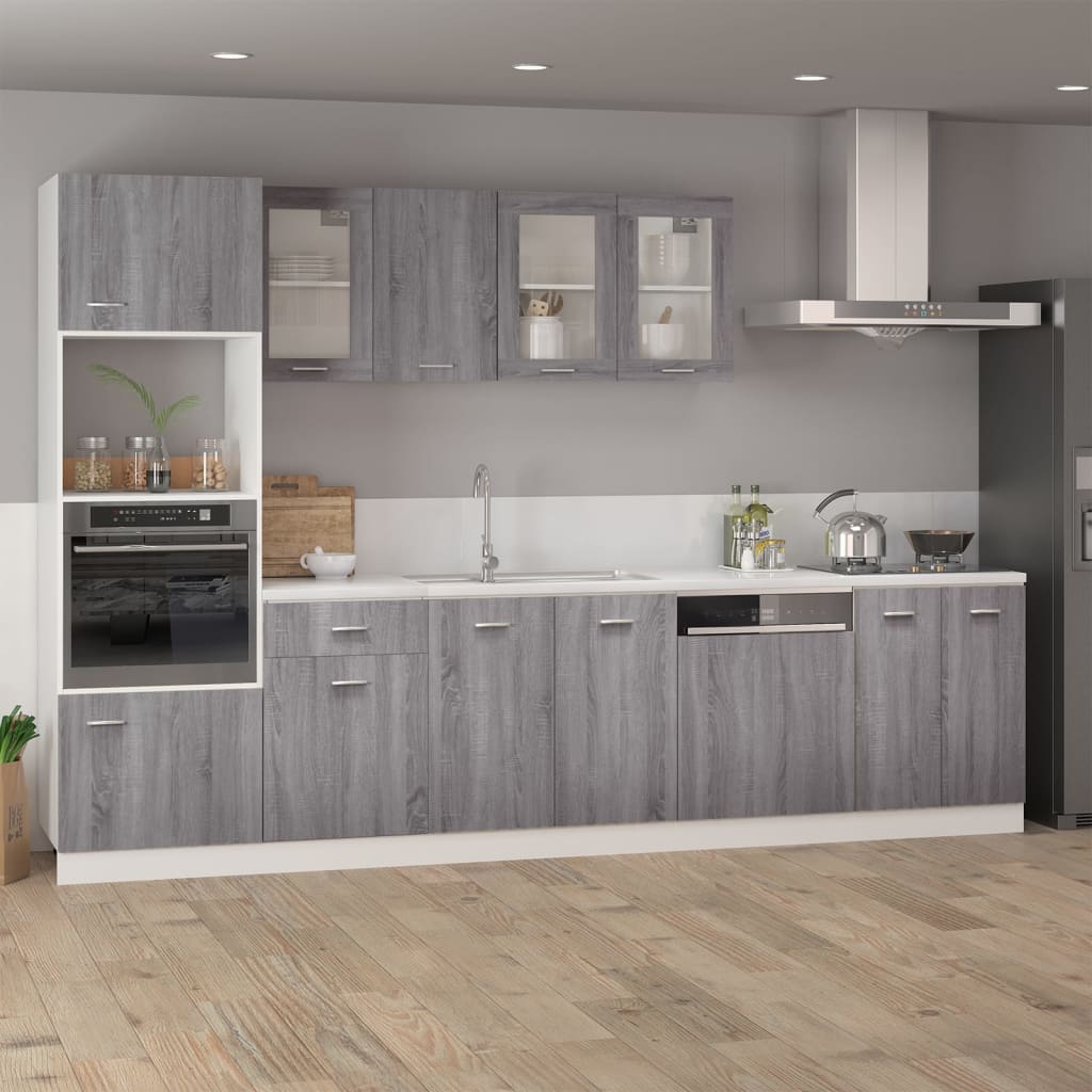 vidaXL Hanging Glass Cabinet "Lyon" Grey Sonoma 40x31x60 cm Engineered Wood