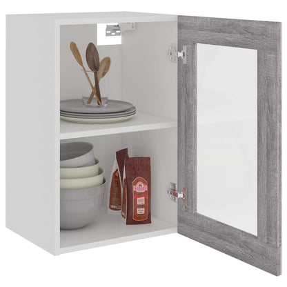 vidaXL Hanging Glass Cabinet "Lyon" Grey Sonoma 40x31x60 cm Engineered Wood