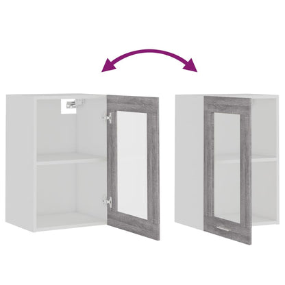 vidaXL Hanging Glass Cabinet "Lyon" Grey Sonoma 40x31x60 cm Engineered Wood