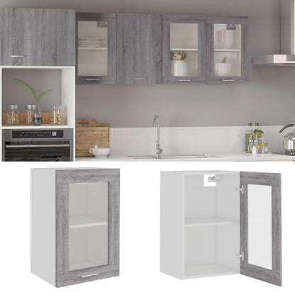 vidaXL Hanging Glass Cabinet "Lyon" Grey Sonoma 40x31x60 cm Engineered Wood
