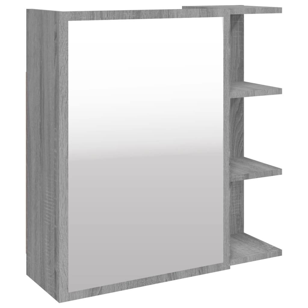 vidaXL Bathroom Mirror Cabinet Grey Sonoma 62.5x20.5x64 cm Engineered Wood