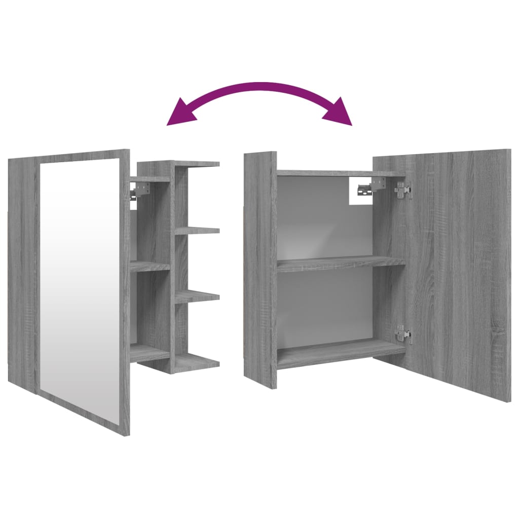 vidaXL Bathroom Mirror Cabinet Grey Sonoma 62.5x20.5x64 cm Engineered Wood