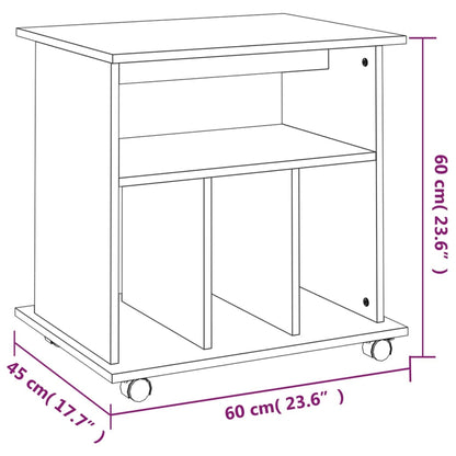 vidaXL Rolling Cabinet Grey Sonoma 60x45x60 cm Engineered Wood