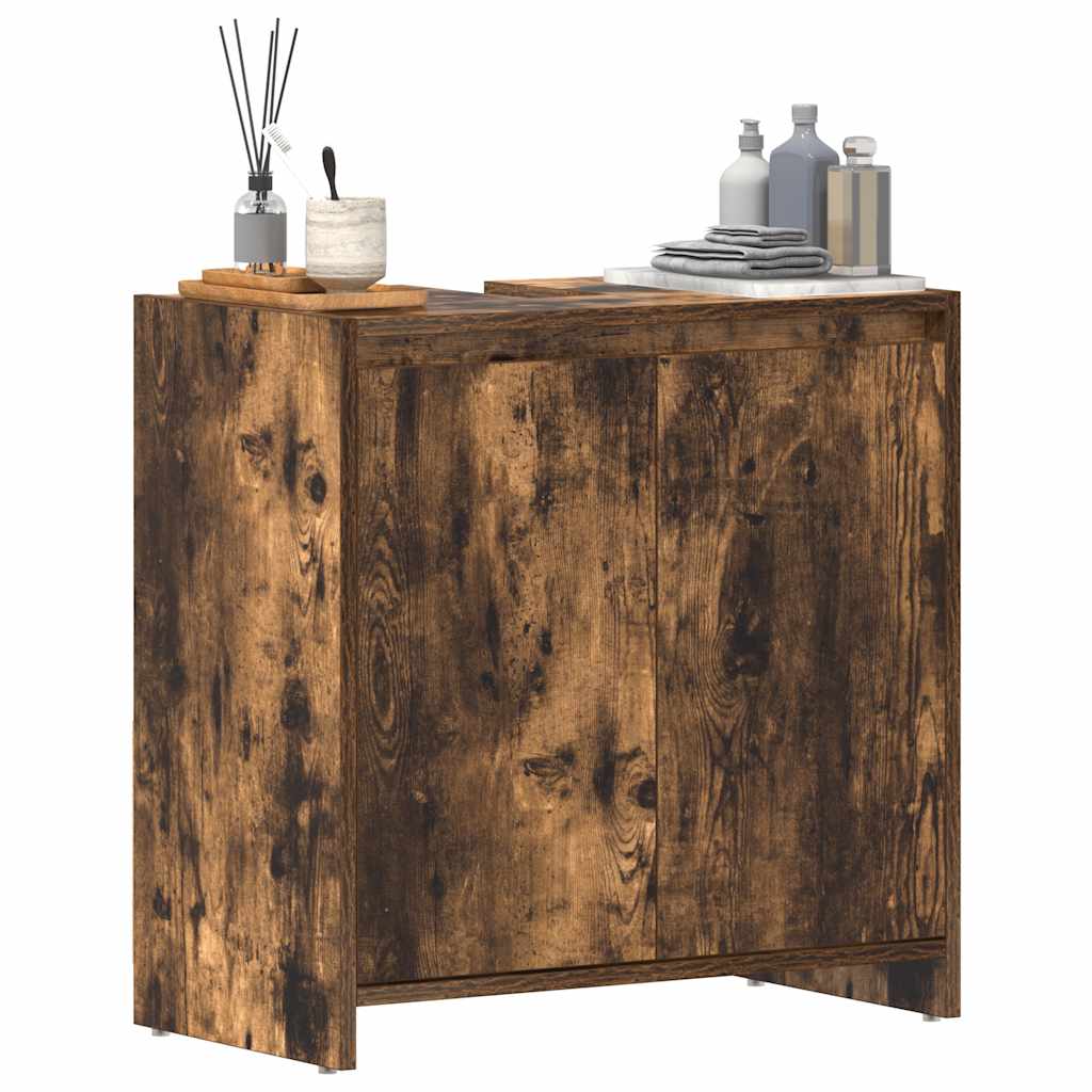 vidaXL Bathroom Cabinet Smoked Oak 60x33x61 cm Engineered Wood