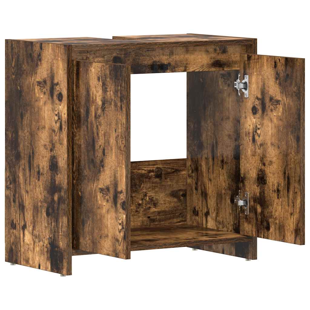 vidaXL Bathroom Cabinet Smoked Oak 60x33x61 cm Engineered Wood