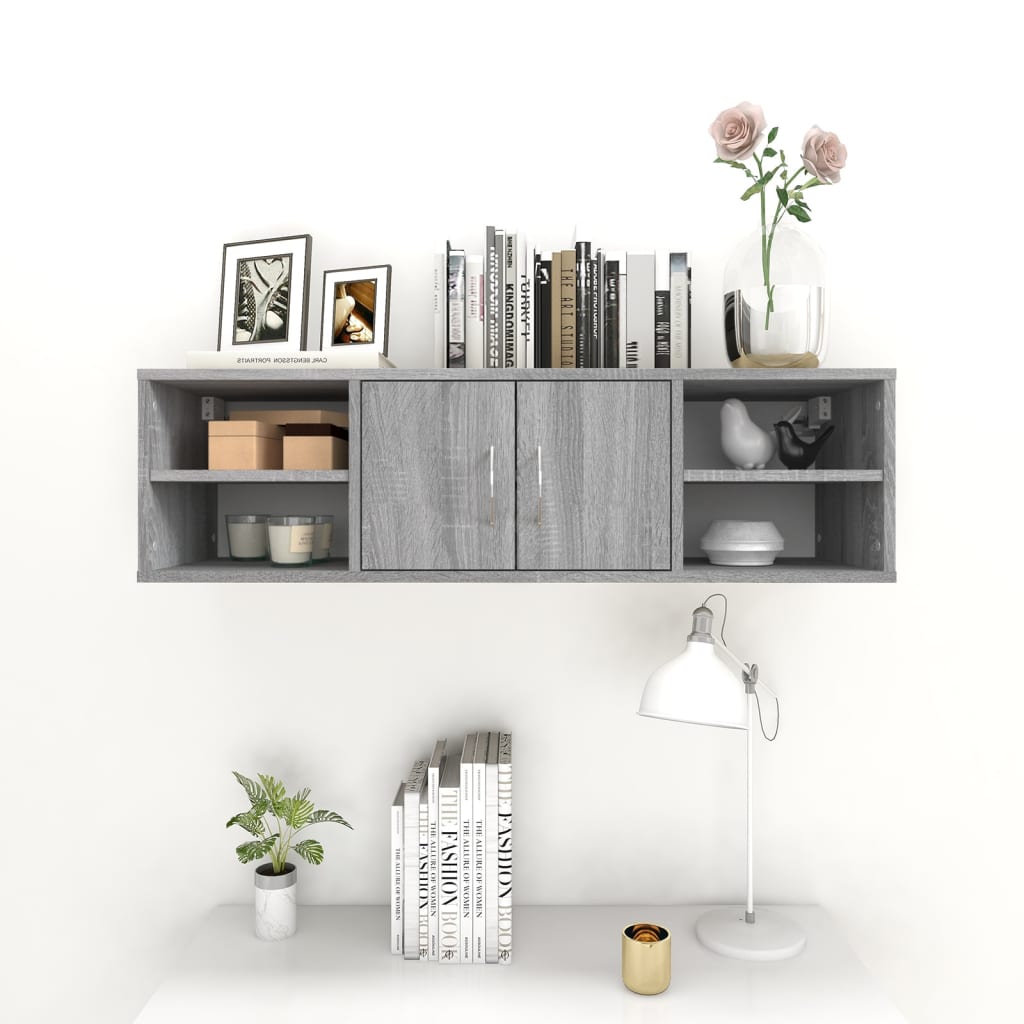 vidaXL Wall Shelf Grey Sonoma 102x30x29 cm Engineered Wood
