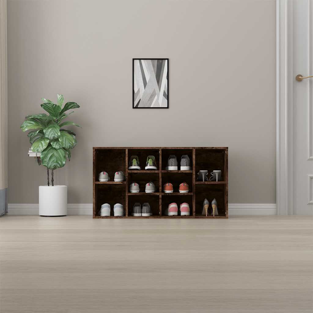 vidaXL Shoe Bench Smoked Oak 103x30x55 cm Engineered Wood