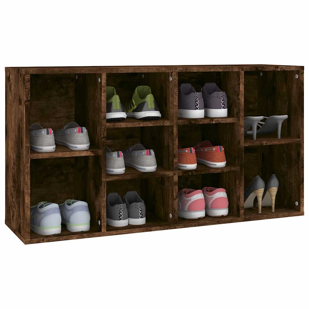 vidaXL Shoe Bench Smoked Oak 103x30x55 cm Engineered Wood