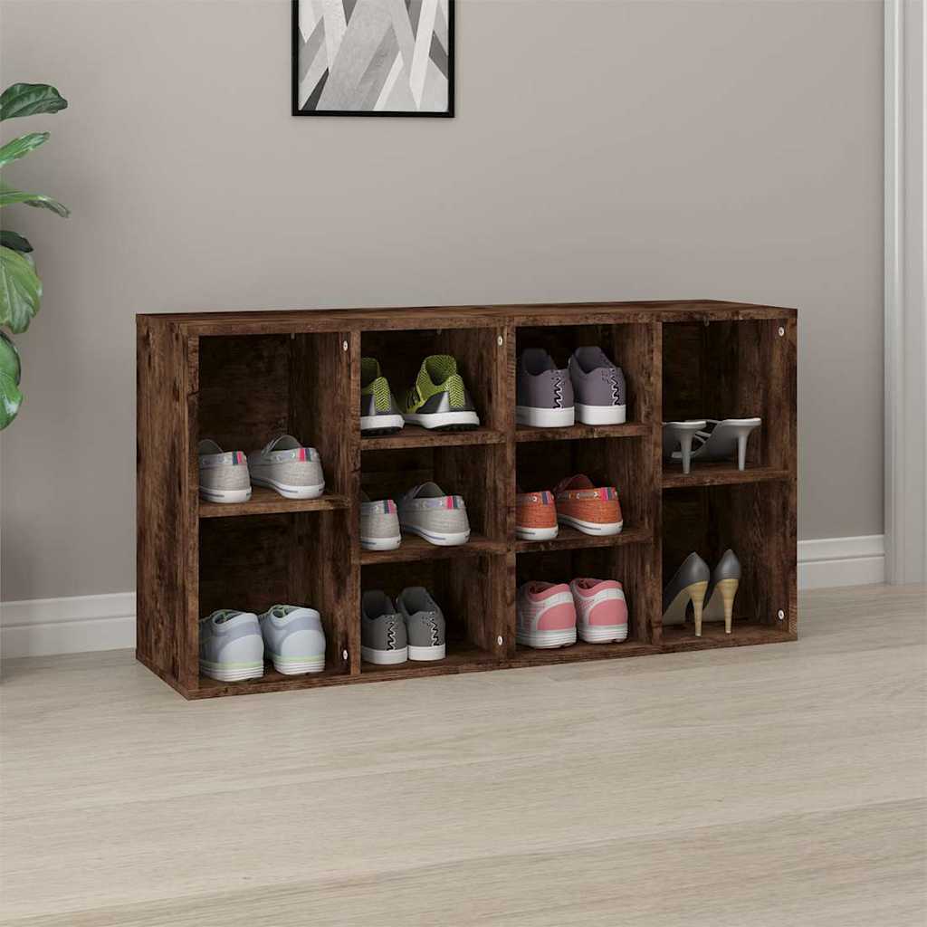 vidaXL Shoe Bench Smoked Oak 103x30x55 cm Engineered Wood