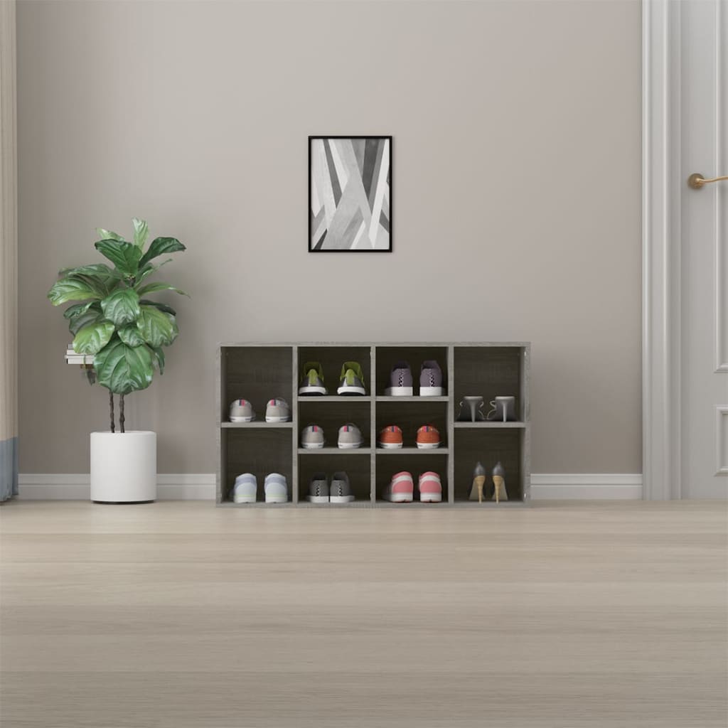 vidaXL Shoe Bench Grey Sonoma 103x30x55 cm Engineered Wood