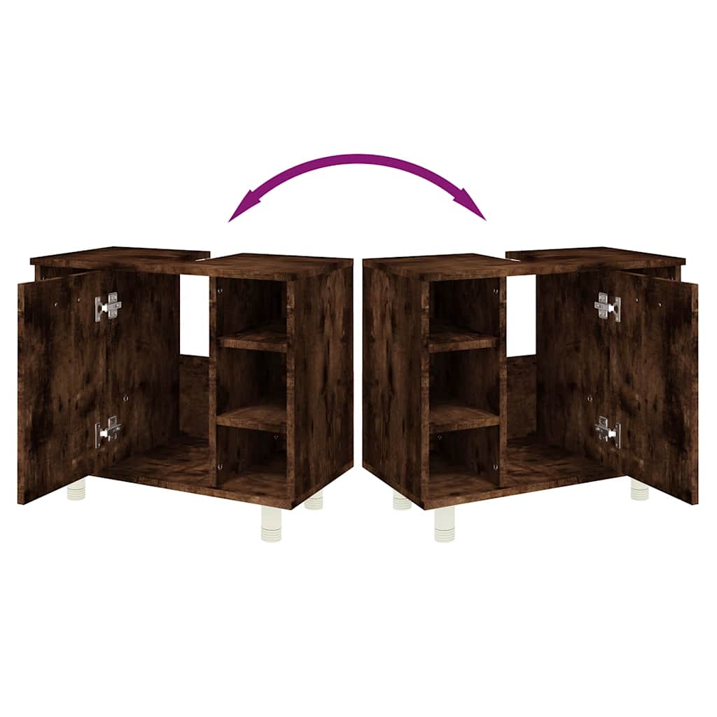 vidaXL Bathroom Cabinet Smoked Oak 60x32x53.5 cm Engineered Wood