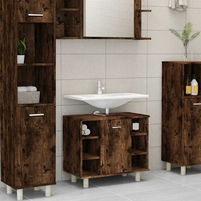 vidaXL Bathroom Cabinet Smoked Oak 60x32x53.5 cm Engineered Wood