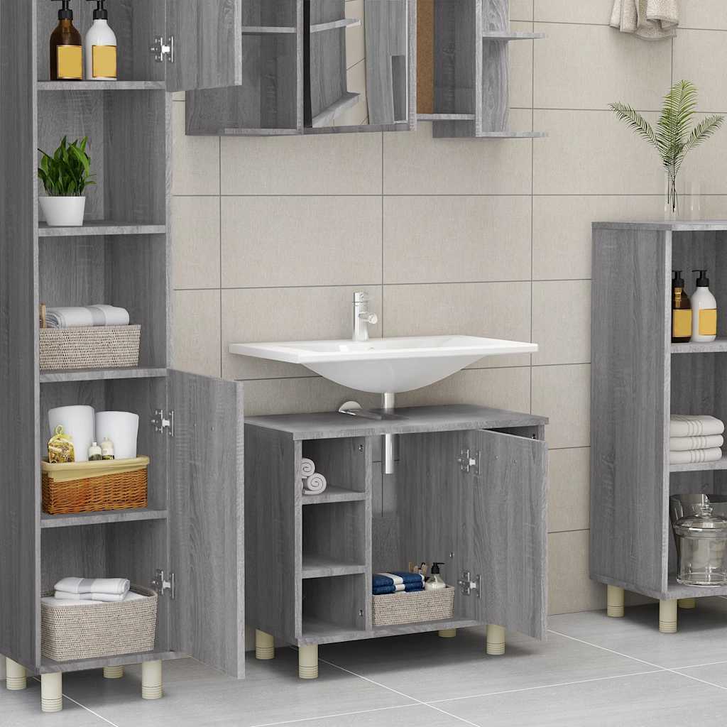 vidaXL Bathroom Cabinet Grey Sonoma 60x32x53,5 cm Engineered Wood