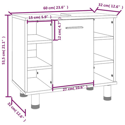 vidaXL Bathroom Cabinet Grey Sonoma 60x32x53,5 cm Engineered Wood