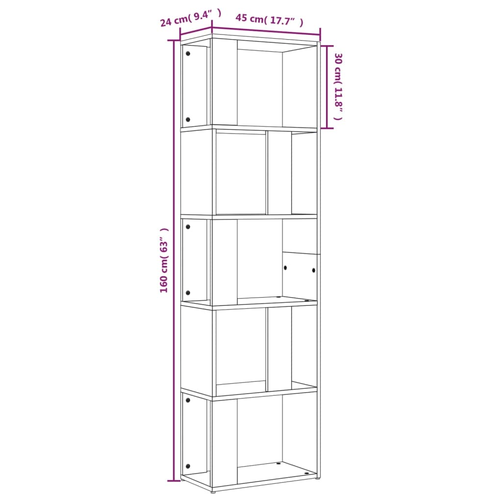 vidaXL Book Cabinet | Grey Sonoma | Engineered wood | Tall | Book Cabinet
