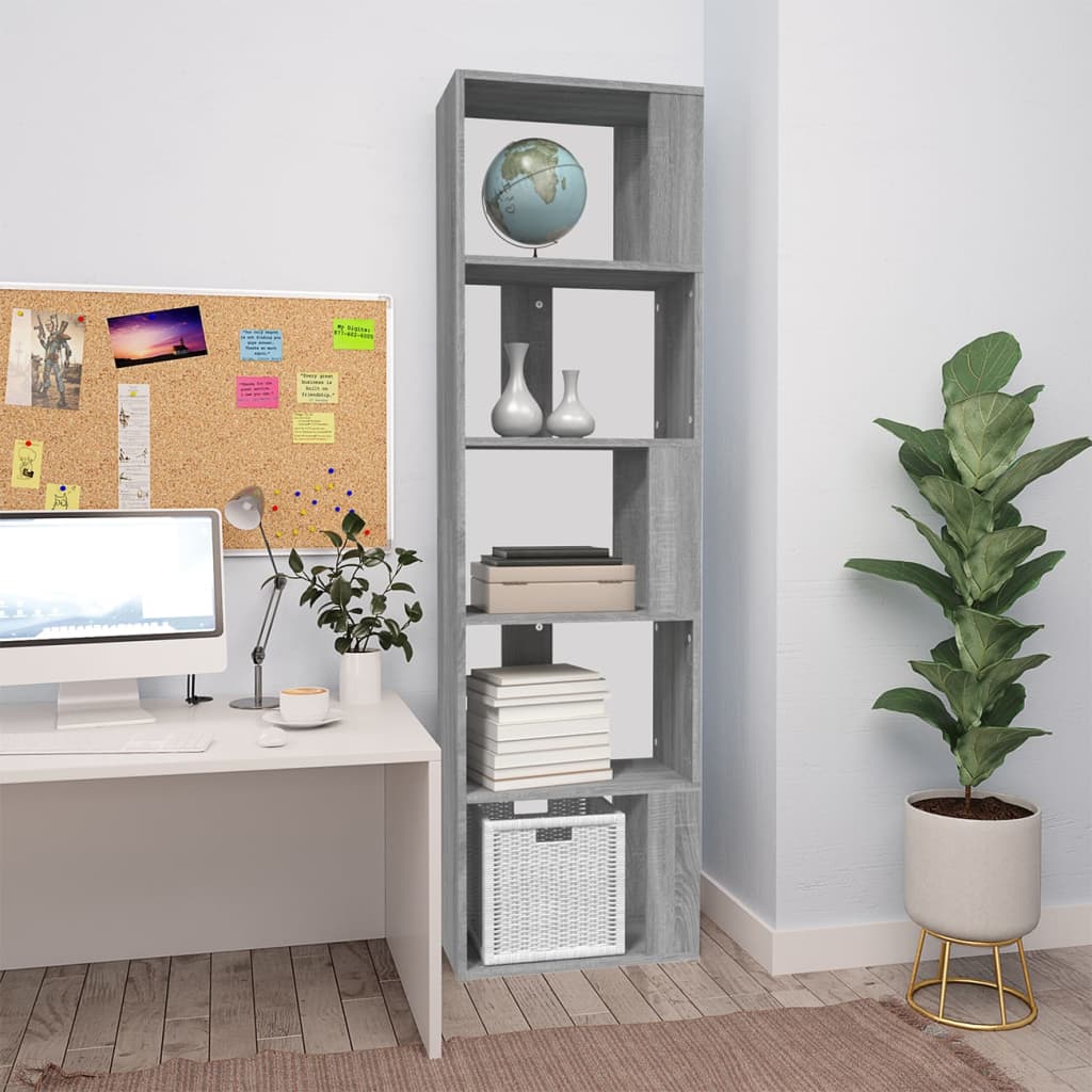 vidaXL Book Cabinet | Grey Sonoma | Engineered wood | Tall | Book Cabinet