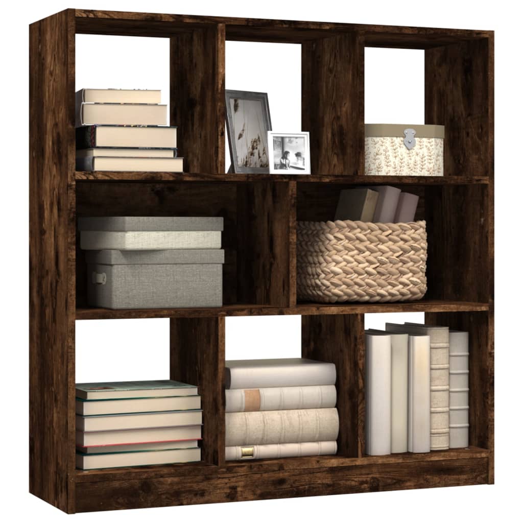 vidaXL Book Cabinet Smoked Oak 97,5x29,5x100 cm Engineered Wood
