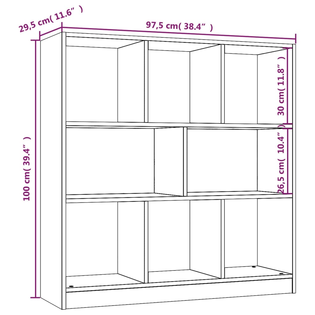 vidaXL Book Cabinet Smoked Oak 97,5x29,5x100 cm Engineered Wood