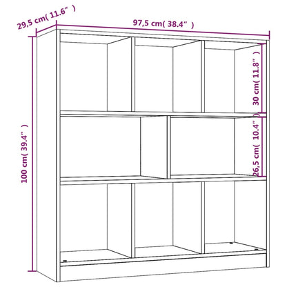 vidaXL Book Cabinet Smoked Oak 97,5x29,5x100 cm Engineered Wood