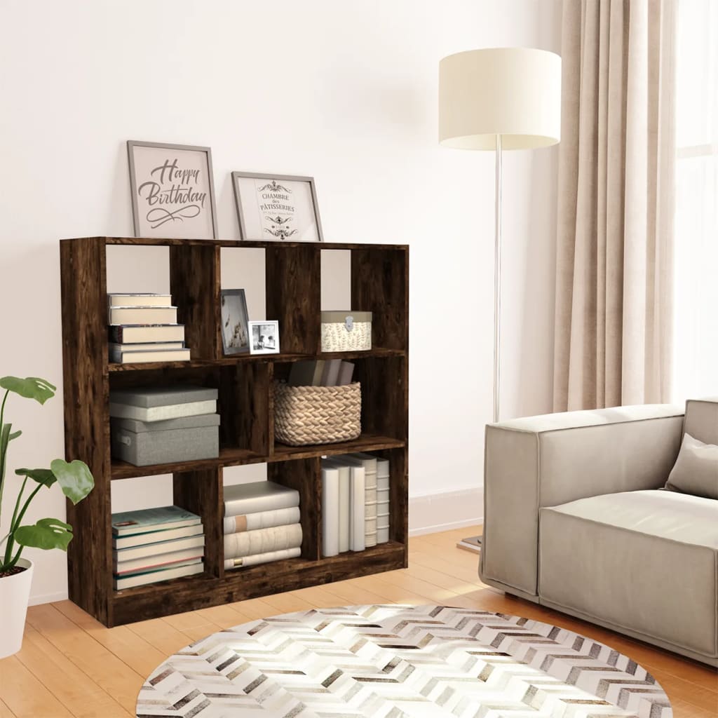 vidaXL Book Cabinet Smoked Oak 97,5x29,5x100 cm Engineered Wood