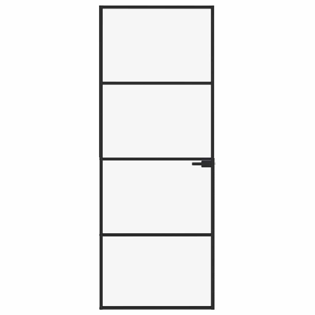 vidaXL Interior Door Black 76x201,5 cm Tempered Glass&Aluminium Slim