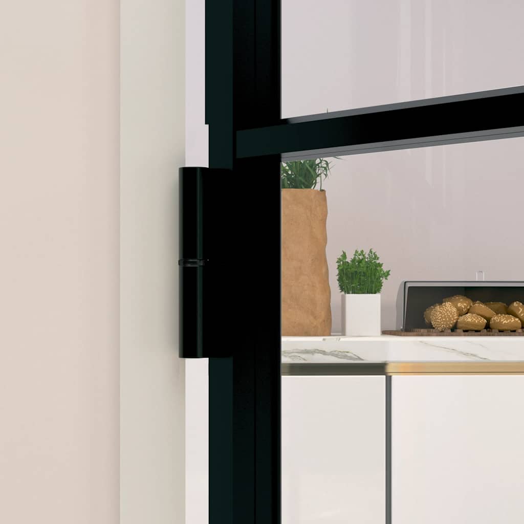 vidaXL Interior Door Black 76x201,5 cm Tempered Glass&Aluminium Slim