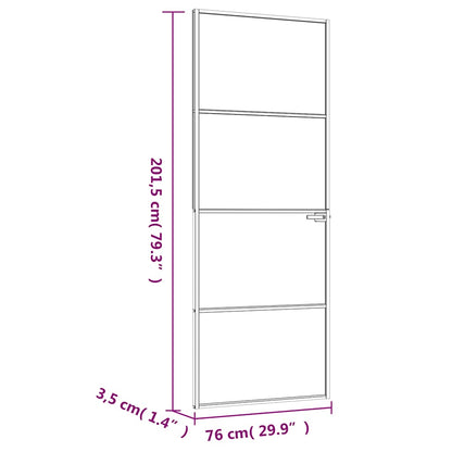 vidaXL Interior Door Black 76x201,5 cm Tempered Glass&Aluminium Slim