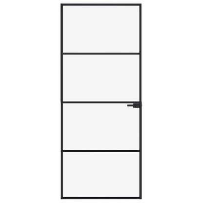 vidaXL Interior Door Black 83x201,5 cm Tempered Glass&Aluminium Slim