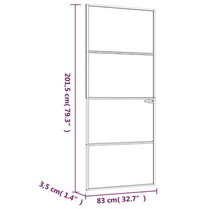 vidaXL Interior Door Black 83x201,5 cm Tempered Glass&Aluminium Slim