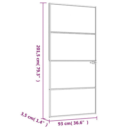 vidaXL Interior Door Black 93x201,5 cm Tempered Glass&Aluminium Slim