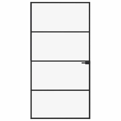 vidaXL Interior Door Black 102x201,5 cm Tempered Glass&Aluminium Slim