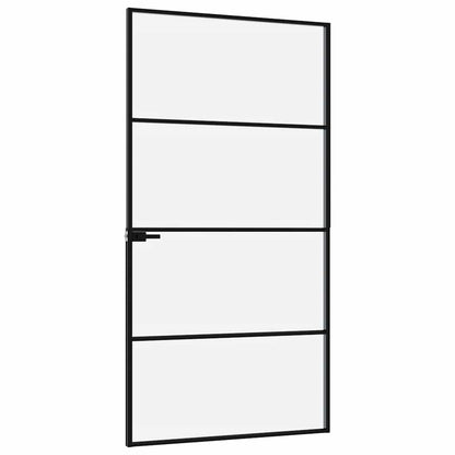 vidaXL Interior Door Black 102x201,5 cm Tempered Glass&Aluminium Slim