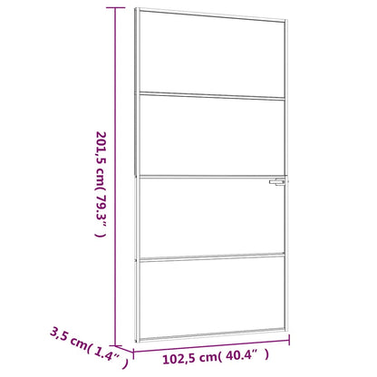 vidaXL Interior Door Black 102x201,5 cm Tempered Glass&Aluminium Slim