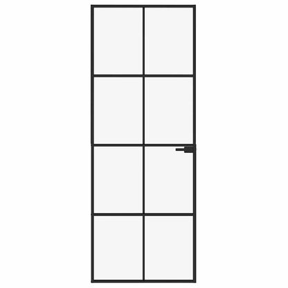 vidaXL Interior Door Black 76x201,5 cm Tempered Glass&Aluminium Slim
