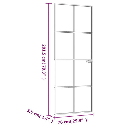 vidaXL Interior Door Black 76x201,5 cm Tempered Glass&Aluminium Slim