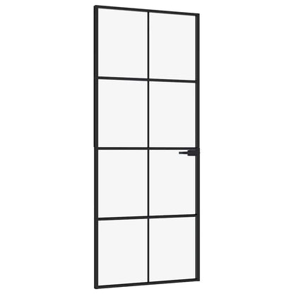 vidaXL Interior Door Black 83x201,5 cm Tempered Glass&Aluminium Slim