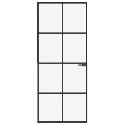vidaXL Interior Door Black 83x201,5 cm Tempered Glass&Aluminium Slim